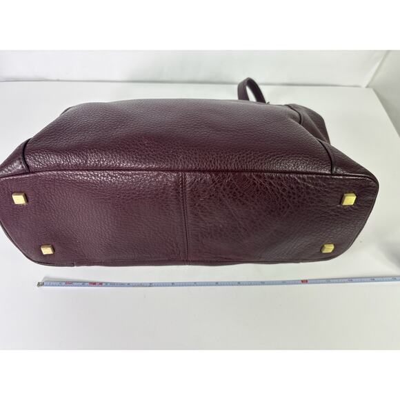 Etienne Aigner Pebbled Leather Shoulder Bag Maroon Double Strap Zip - Picture 11 of 16